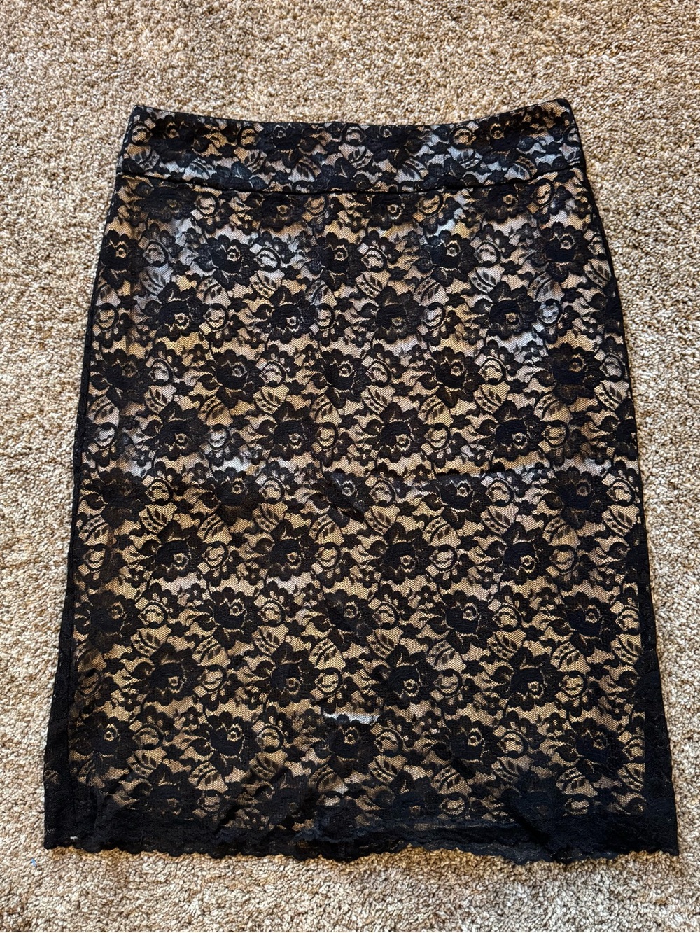 Banana Republic Black Lace Pencil Skirt with Nude Lining
